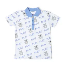 MiArcus Kids Blue Cotton Printed Polo T-Shirt-image-31