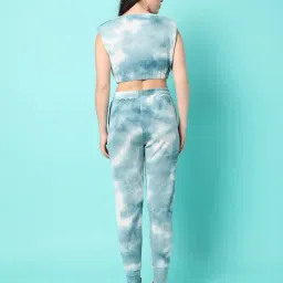 Campus Sutra Multicolor Cotton Tie - Dye Crop Top With Joggers image 2