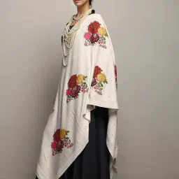 Libas White Floral Print Shawl image 3