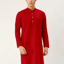 shreeram Men Solid Straight Kurta (Red)-picture-19