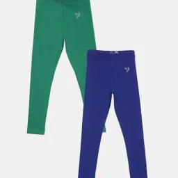 TWIN BIRDS Kids Navy & Green Cotton Regular Fit Leggings (Pack of 2)-picture-30