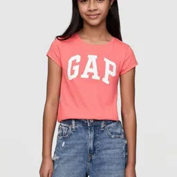 GAP Girls Logo Printed Pure Cotton Relaxed Fit Crew Neck T-shirt-picture-18