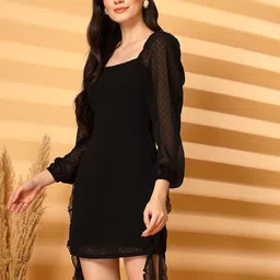 aayu Women Georgette Bodycon Dress Detail Ruffles image 2