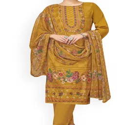 DRAVINAM Trends Embroidered Pure Cotton Unstitched Dress Material-picture-26