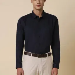 Allen Solly Navy Blue Cotton Slim Fit Shirt-image-2