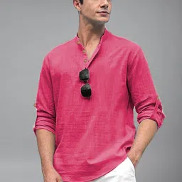 BHUVIKOO Mandarin Collar Roll-Up Sleeves Straight Kurta-picture-19
