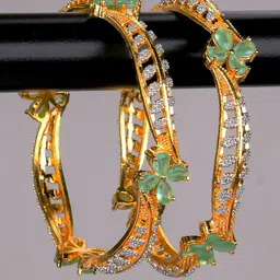 Zevarly Set Of 2 Gold-Plated CZ Studded Bangles image 2