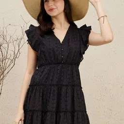 ZUMMER Flutter Sleeve Fit & Flare Dress-picture-34