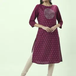 Rangmanch by Pantaloons Purple Printed Straight Kurta-picture-24