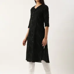 Amukti Black Cotton Woven Design Kurti image 4