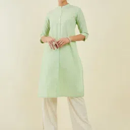 Soch Green Linen Straight Kurta-image-3