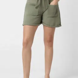 Van Heusen Green Cotton Mid Rise Shorts-image-27