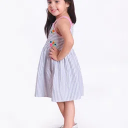 Miyo Girls Striped Sleeveless Fit & Flare Cotton Dress image 4