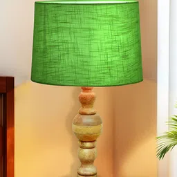 Homesake Green Wood Frusturical Shaped Table Lamp with Bulb-picture-49