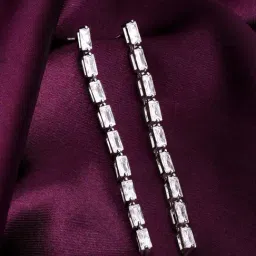 GIVA 92.5 Sterling Silver Line of Zircon Drop Earrings for Women-image-69