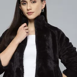 Chemistry Women Black Faux Fur Tailored Jacket-picture-21