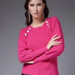 Mafadeny Fusia Pink Regular Fit Pullover-picture-16