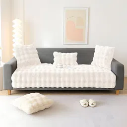 DREAM CARE Cream-Coloured & Off White 1 Piece Sofa Cover-picture-13