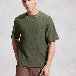 WROGN Self Design Textured Oversized T-shirt image 3