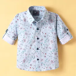 Dapper Dudes Full Sleeves Floral Printed Shirt - Sky Blue-picture-14