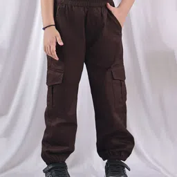 NEUDIS Cotton Solid Cargo Pants - Coffee-picture-17