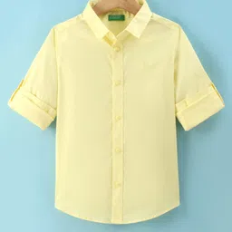 UCB 100% Cotton Woven Full Sleeves Solid Colour Shirt - Yellow-picture-26