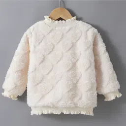 Kookie Kids Full Sleeves Sweatshirt with Heart Design - Cream image 2