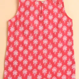 The Magic Wand Cotton Woven Sleeveless Floral Motifs Printed Lace Embellished Lehenga Choli With Dupatta - Peach image 3