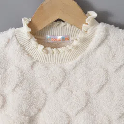 Kookie Kids Full Sleeves Sweatshirt with Heart Design - Cream image 3