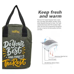 HOOM Lunch Bag with quote Thermal insulated 5204E- Brown Melange image 3