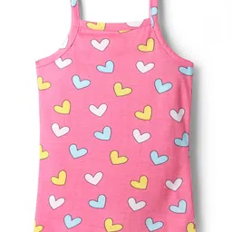 Babyhug 100% Cotton Single Jersey Knit Slips with Bunny & Heart Print Pack of 3 - Yellow Pink & Blue image 3