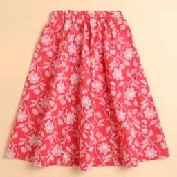 The Magic Wand Cotton Woven Sleeveless Floral Motifs Printed Lace Embellished Lehenga Choli With Dupatta - Peach image 4