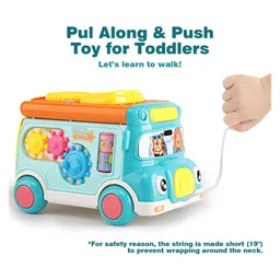 SANJARY Music Activity Bus Baby Toy, Infant Education Learn Car, Sound & Light, Interactive Game, Shape Sorter, Animal Matching Bus Color Design May Vary image 3