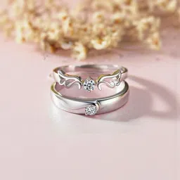 J.S ENTERPRISES Unisex Set of 2 Stainless Steel Artificial Stones Studded Finger Rings-image-62