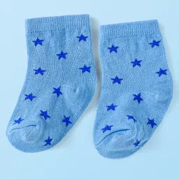 Cute Walk by Babyhug Cotton Lycra Knit Anti-bacterial Socks Strips Stars & Numeric Design Pack of 3 - Blue White & Light Blue image 4