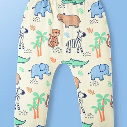 Babyoye  100% Cotton With Eco Jiva Finish Diaper Leggings Animal Print Pack of 2 - Green & Cream image 4