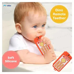 FunBlast Dino Remote Shaped Silicone Teether Toy for Babies Pack of 1 - Orange image 4
