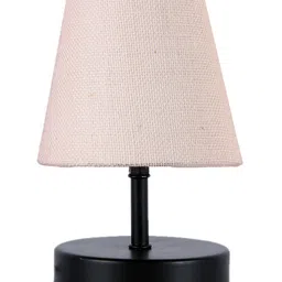 Devansh White Jute Round Wood Black Table Lamp image 5