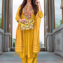 Moda Rapido Women Embroidered Regular Thread Work Kurta with Palazzos-picture-30