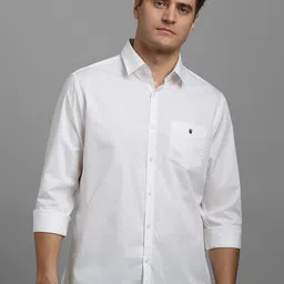 Louis Philippe Men Spread Collar Solid Cotton Casual Shirt-image-36