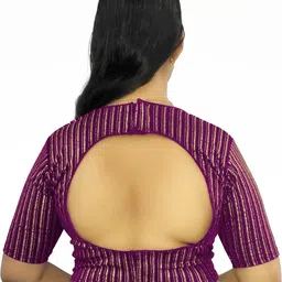 PU FASHION Women Self Design Striped Saree Blouse-image-49