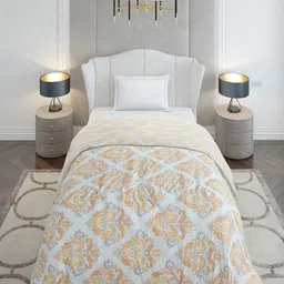 Monte Carlo Mustard & White Ethnic Motifs AC Room 120 GSM Single Bed Comforter image 2