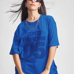 Street By Tokyo Talkies Women Self Design Round Neck Oversized T-shirt-picture-13