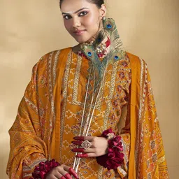 DRAVINAM Trends Embroidered Viscose Rayon Unstitched Dress Material image 3