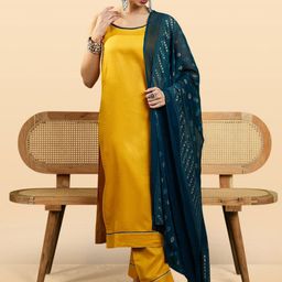 Anouk Rustic Women Floral Embroidered Regular Gotta Patti Kurta with Trousers & With Dupatta-picture-11