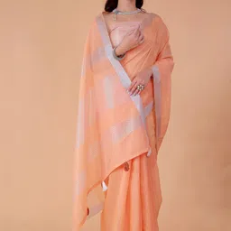 NEGRONI Women Fancy Pallu Zari Saree With Blouse Piece image 5