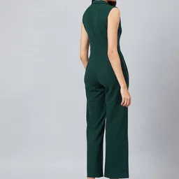 Athena Women Green Solid Basic Jumpsuit image 2