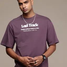 The Roadster Lifestyle Co. Typography Printed Drop-Shoulder Sleeves T-shirt image 5