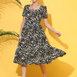 De La Moda Print Crepe Fit & Flare Midi Dress image 2