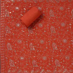 Koskii Organza Unstitched Dress Material image 5